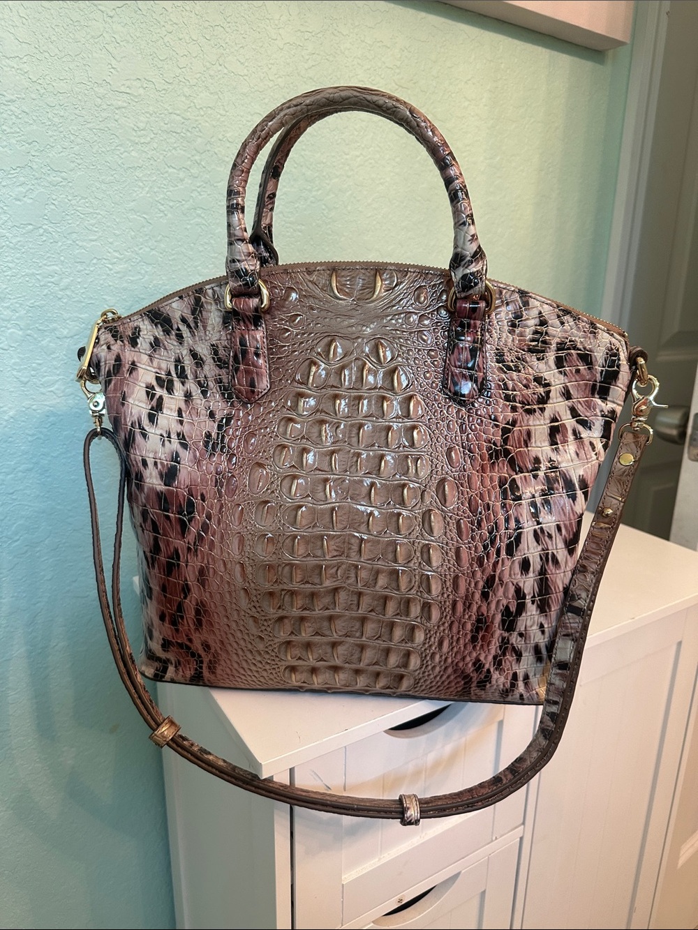 Brahmin Prowl Ombre Melbourne Large Croc-Embossed Tote with Shoulder Strap